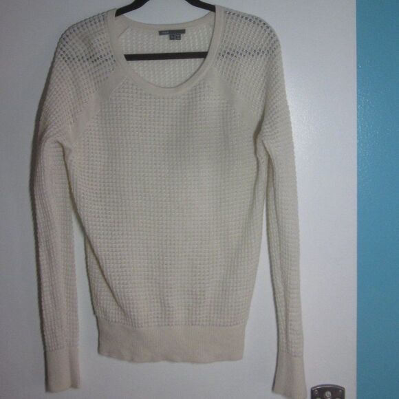 Vince Womens Size L Cream Tufted Cashmere Pullover Sweater 38" Bust - Picture 1 of 12